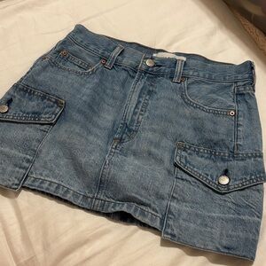 Denim Forum Blue Mini Skirt with Back Pockets